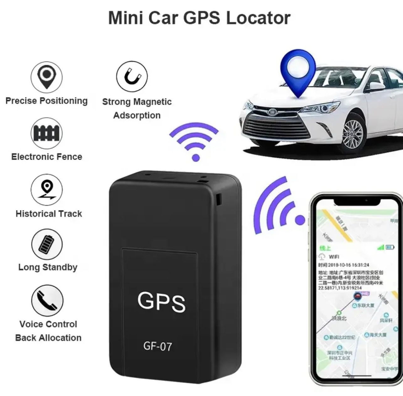 GF07 Wireless Mini Magnetic GPS Tracker Car Tracking Device