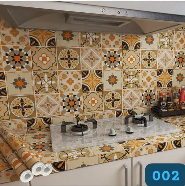 Kithchen Printed Sheet Waterproof And Oil-proof Tile Sticker Bathroom Wallpaper