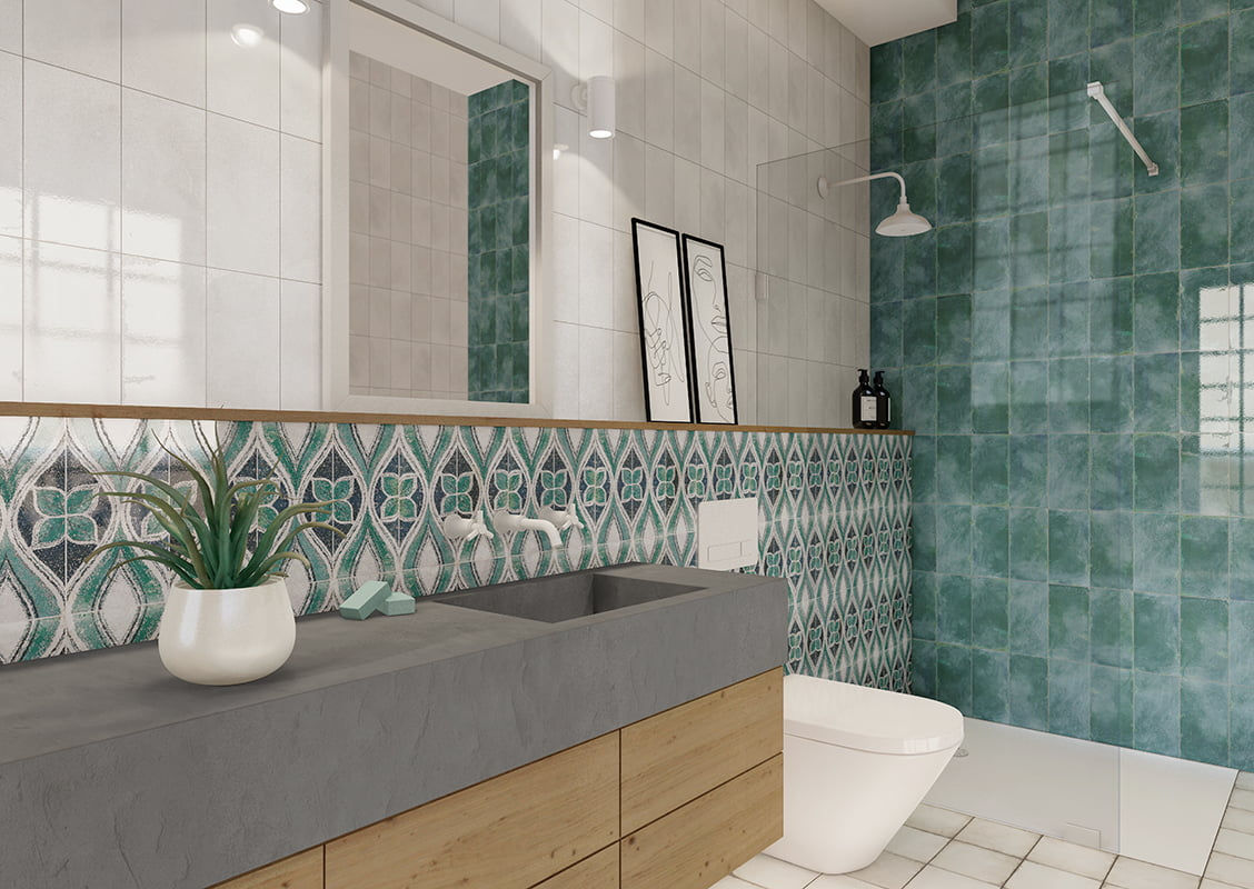 Carrelage Mural Vert 15x30 cm série Riviera Turquoise