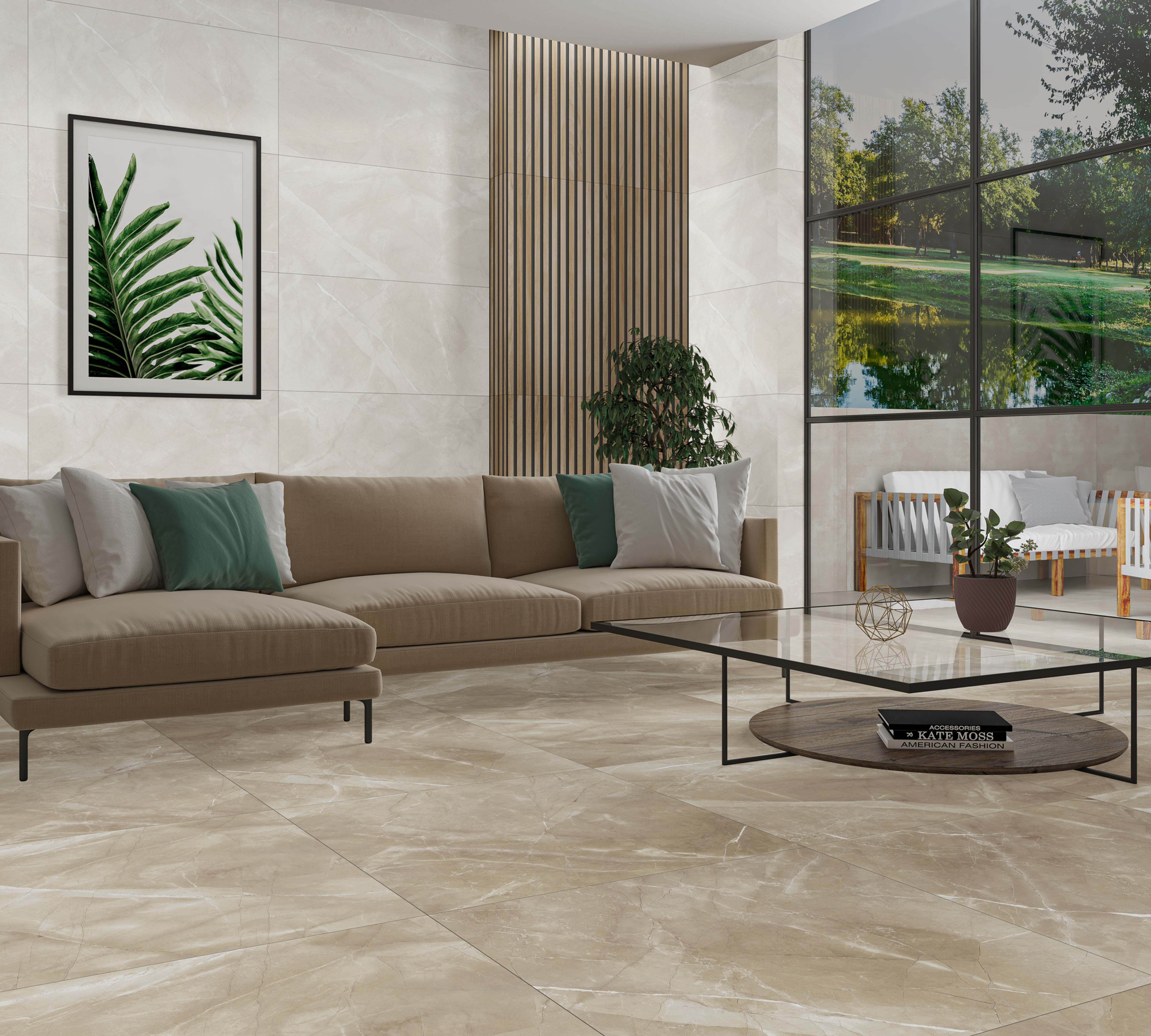 Carrelage effet Marbre série Vivalto Moka Poli Mat Rectifié 60x120 cm