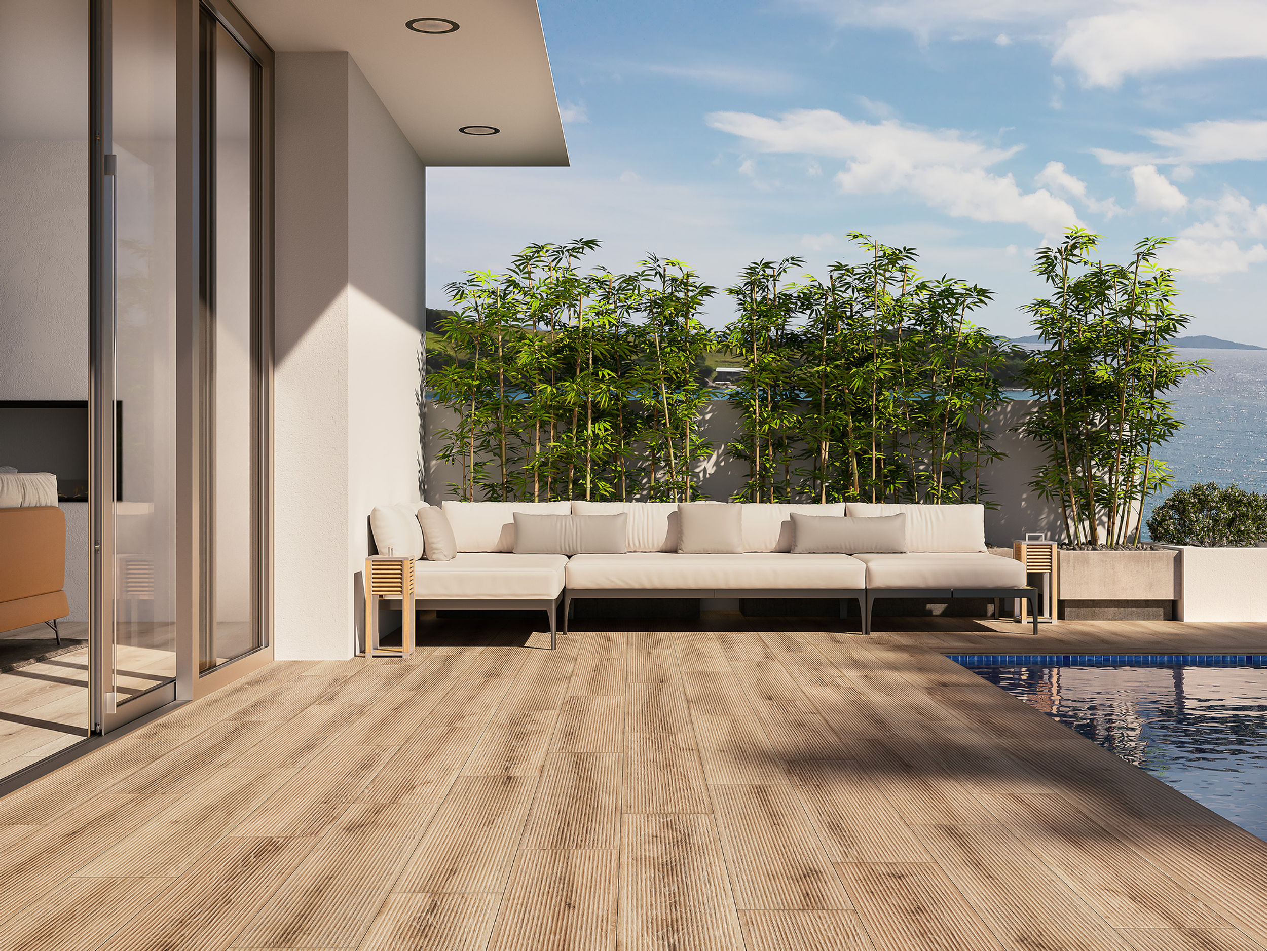 Carrelage terrasse effet lame composite série Borneo Deck 6 coloris antidérapant