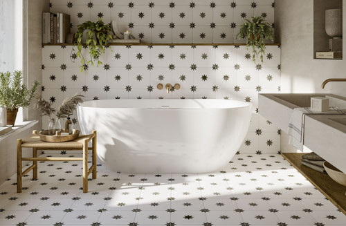 Carreau De Ciment Blanc Et Noir