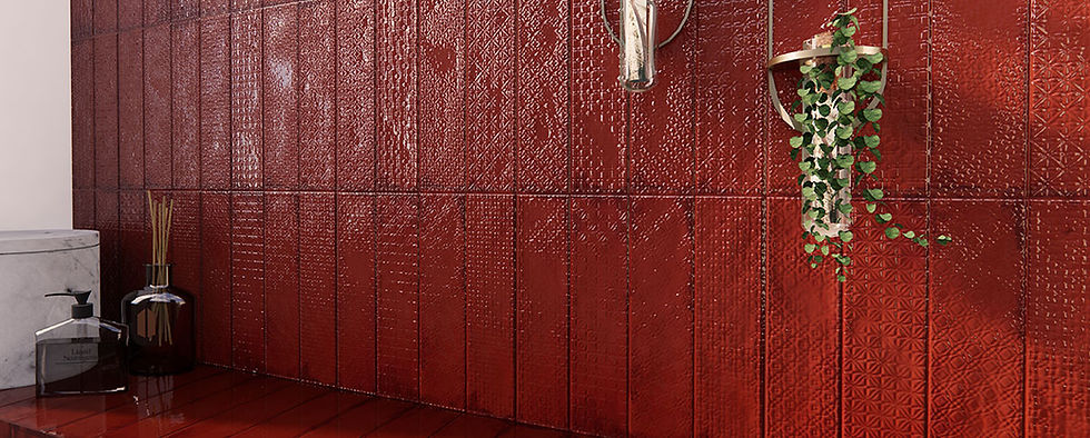 Carrelage effet Zellige Rain Bordeaux 7,5x30 cm