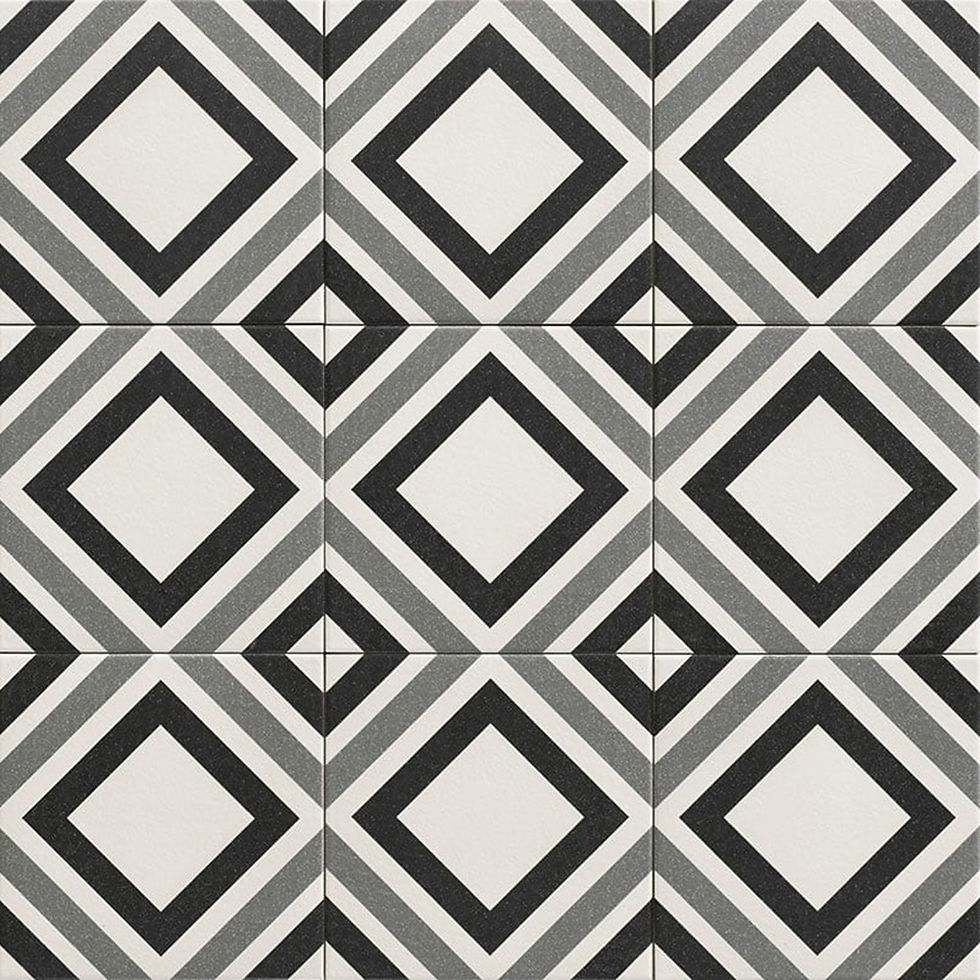 Carrelage effet carreaux de ciment Belfast Black 20x20 cm