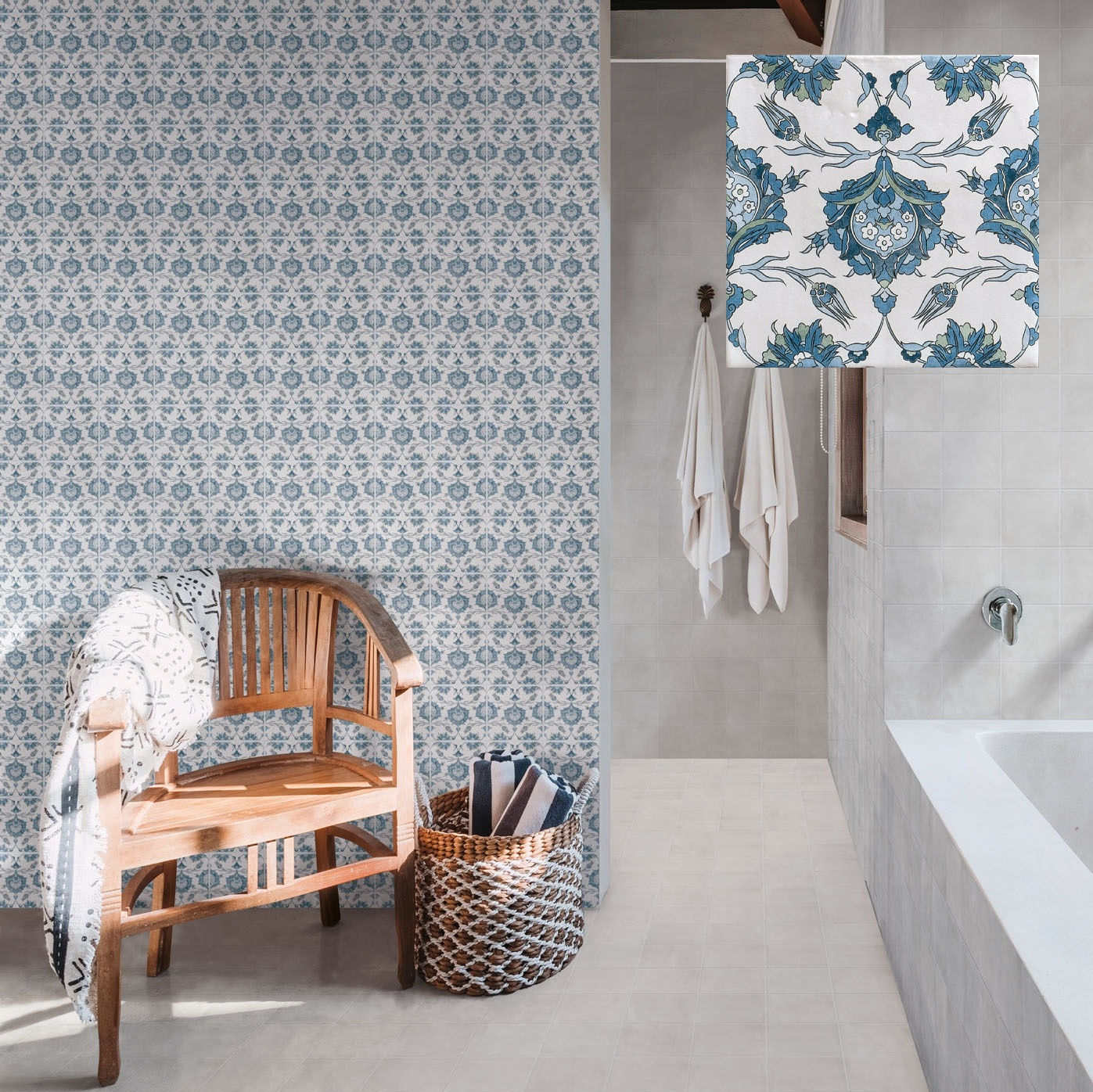 Carrelage effet carreaux de ciment Marlow Rialta 11,5x11,5 cm de Nanda Tiles