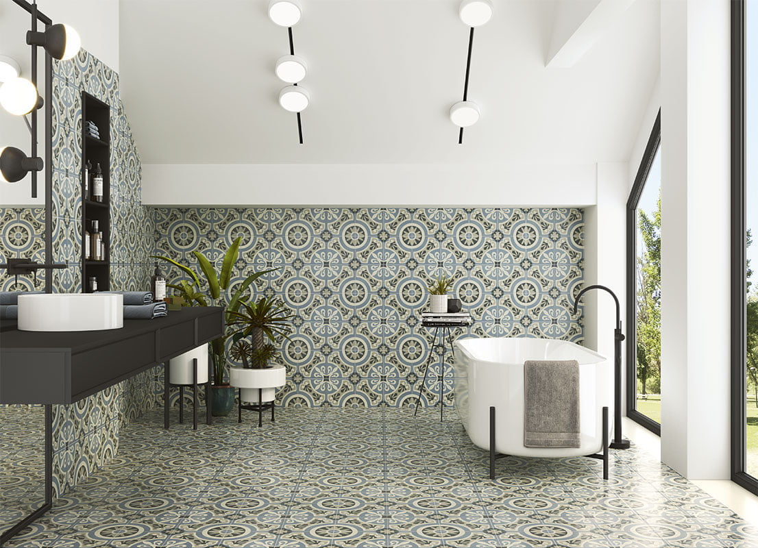 Carrelage effet carreaux de ciment Série Centro Viena 20x20 cm