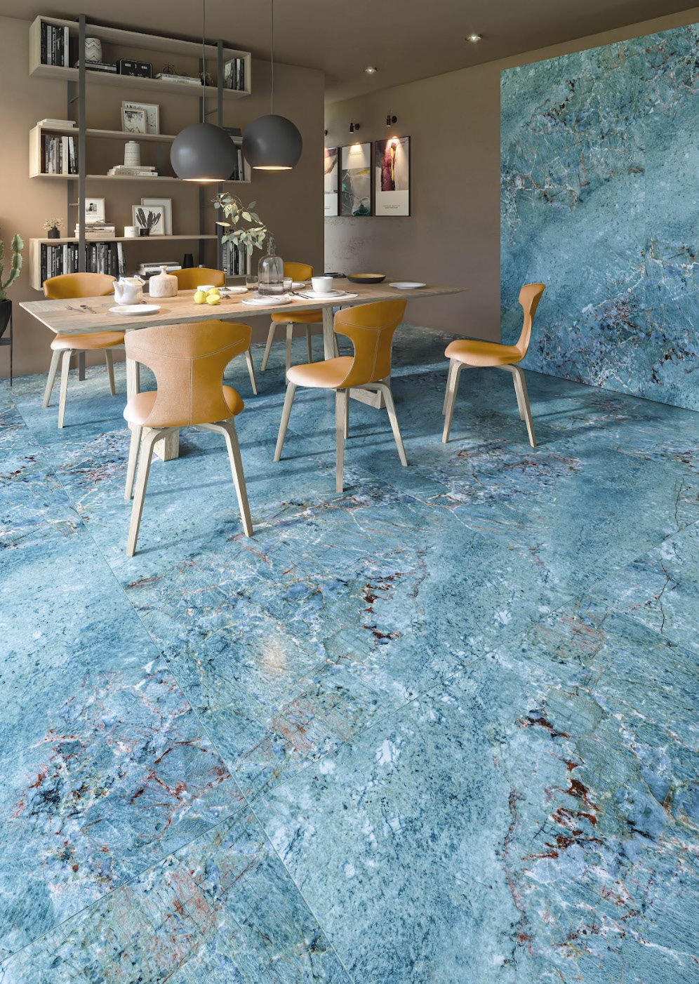 Carrelage effet Marbre Bleu Brillant série Freya Full 60x120 cm 1.44m²