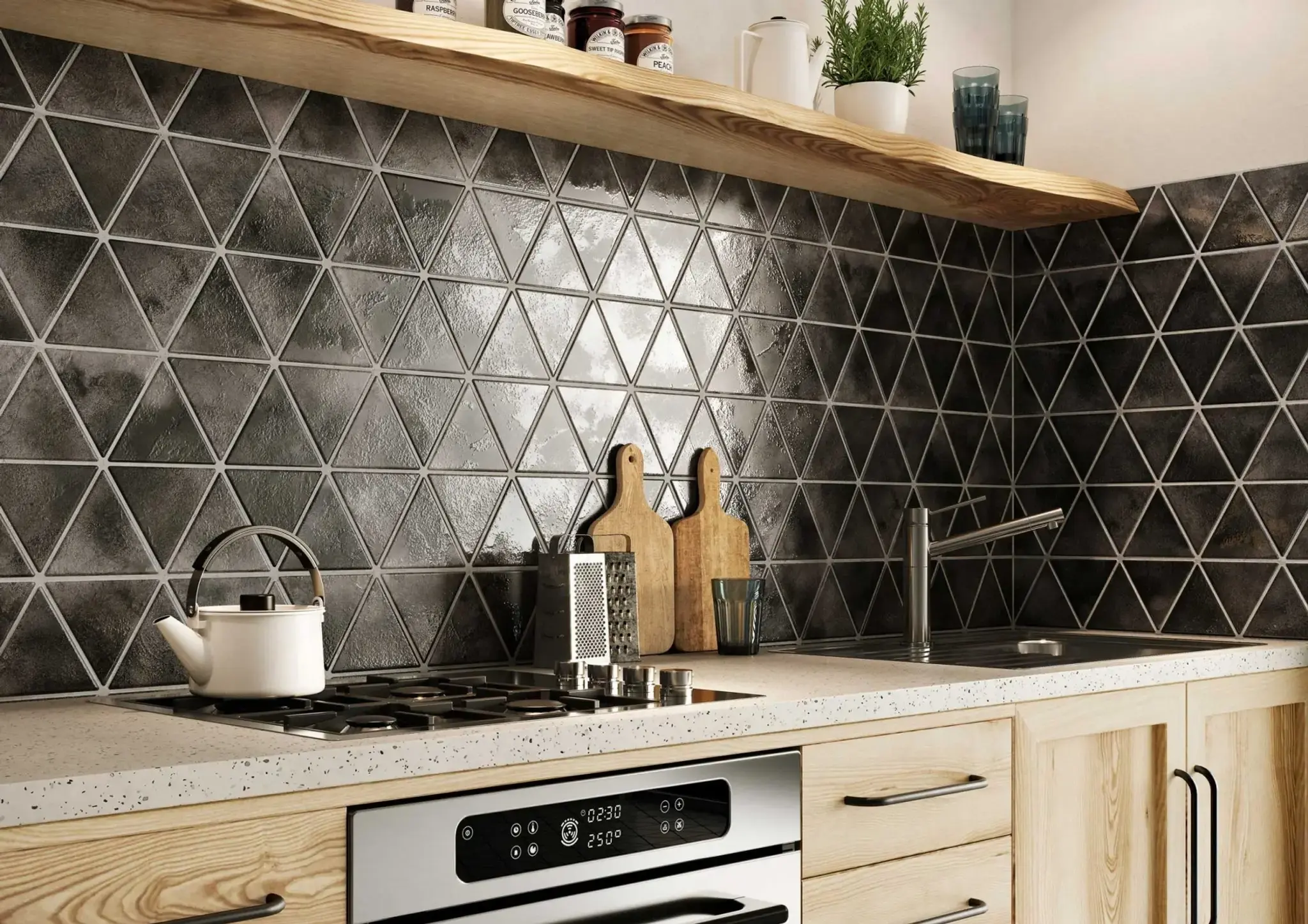 Carrelage effet Zellige Triangle série Triangle Craft Charcoal