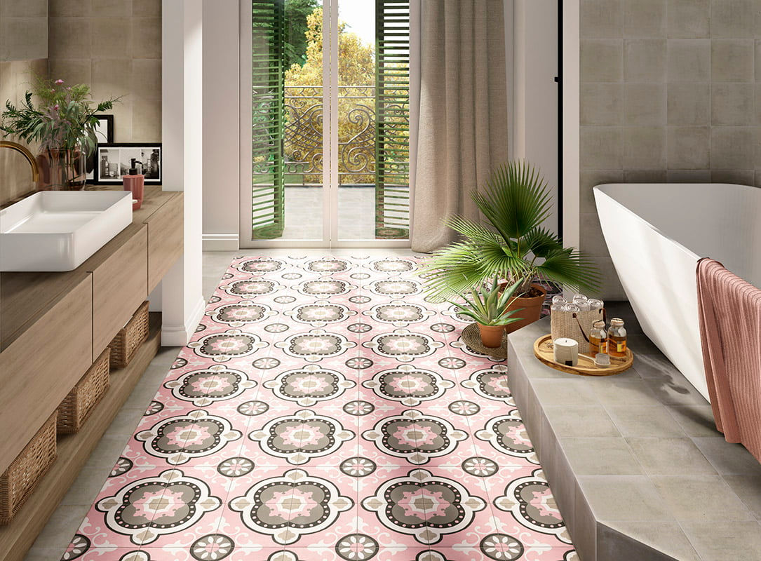 Carrelage effet Carreau de ciment série Barcelona Rose de Mainzu Ceramica