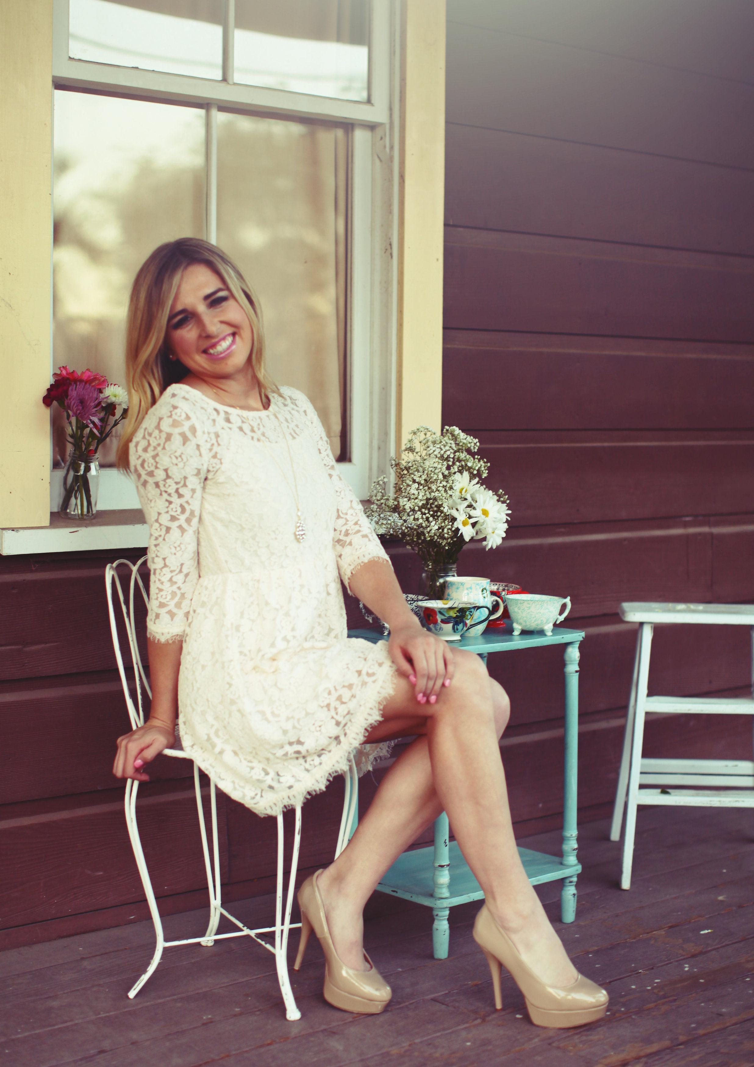 En Creme's Ivory Lace Dress