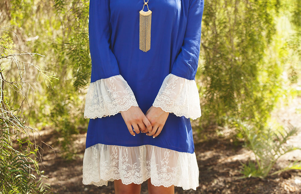 Thumbnail: Entro's Dress with Lace in Royal or Tangerine