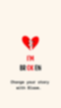 Red and Black Flat Illustration Broken Heart I'm Ok Phone Wallpaper.png