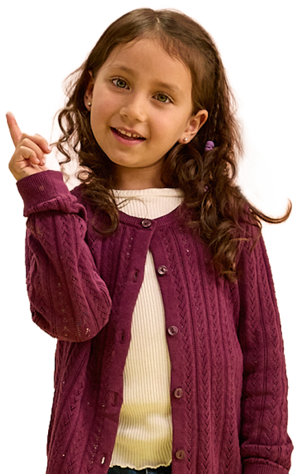 Niña señalando con su mano