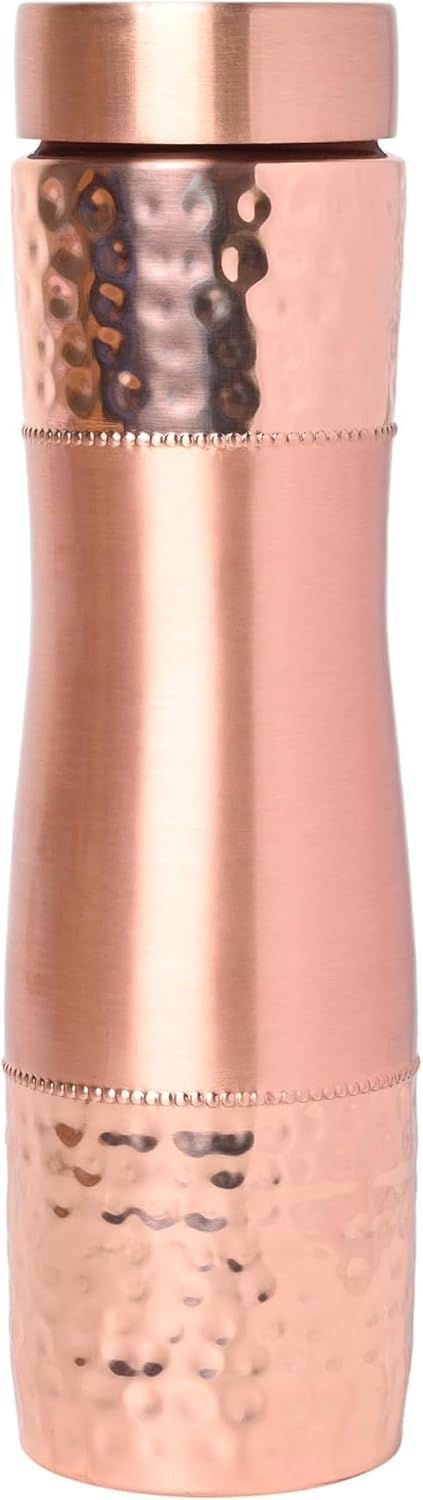 Thumbnail: TAGOTT Pure Copper Bottle 1 Liter – Black Painted with Hammered Copper Band