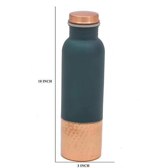 Thumbnail: Q7 Pure Copper Bottle 1 Liter – Half Green Painted & Half Hammered Design
