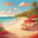 A sunny beach in the tropics lots of red and orange colours.jpg
