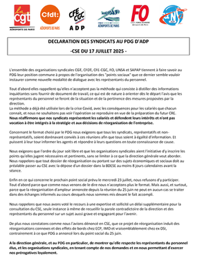 Déclaration au PDG du 17 Juillet