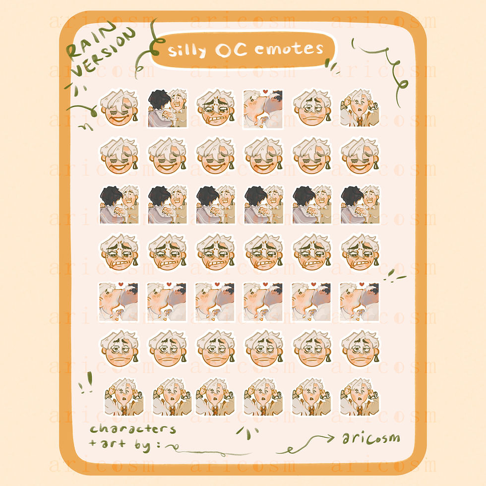 Thumbnail: rain version, silly OC emotes - sticker sheet
