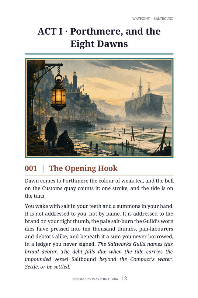 Saltbound genuine interior preview 2: opening scene and illustration