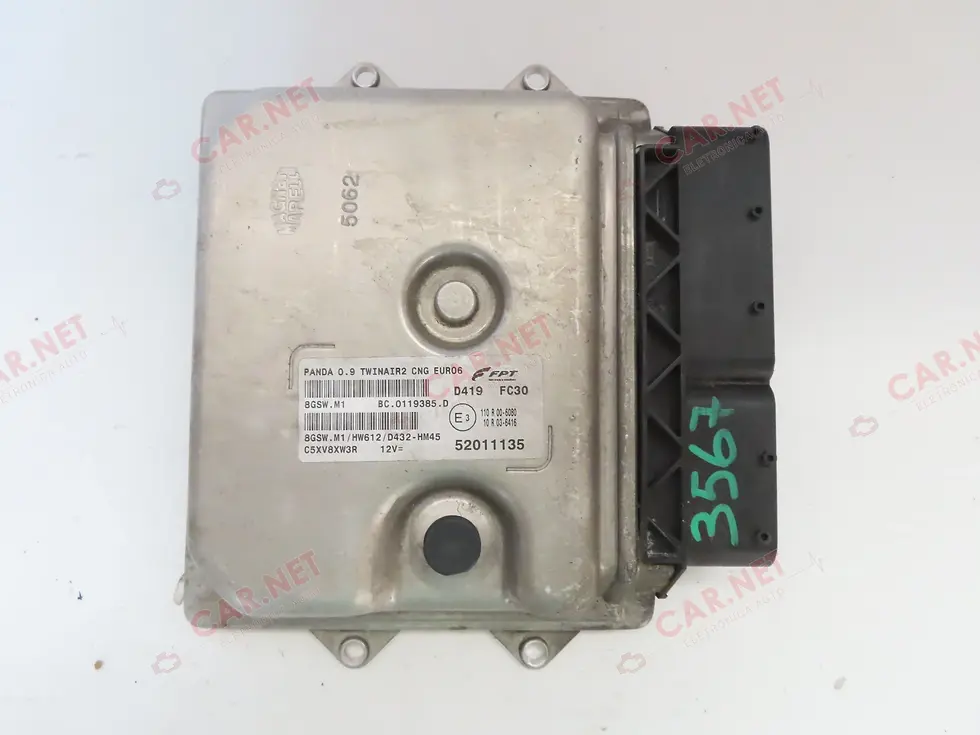 Thumbnail: 52011135 ENGINE CONTROL UNIT ECU FIAT PANDA 312 0.9 TWINAIR CNG FPT 8GSW.M1 HW612
