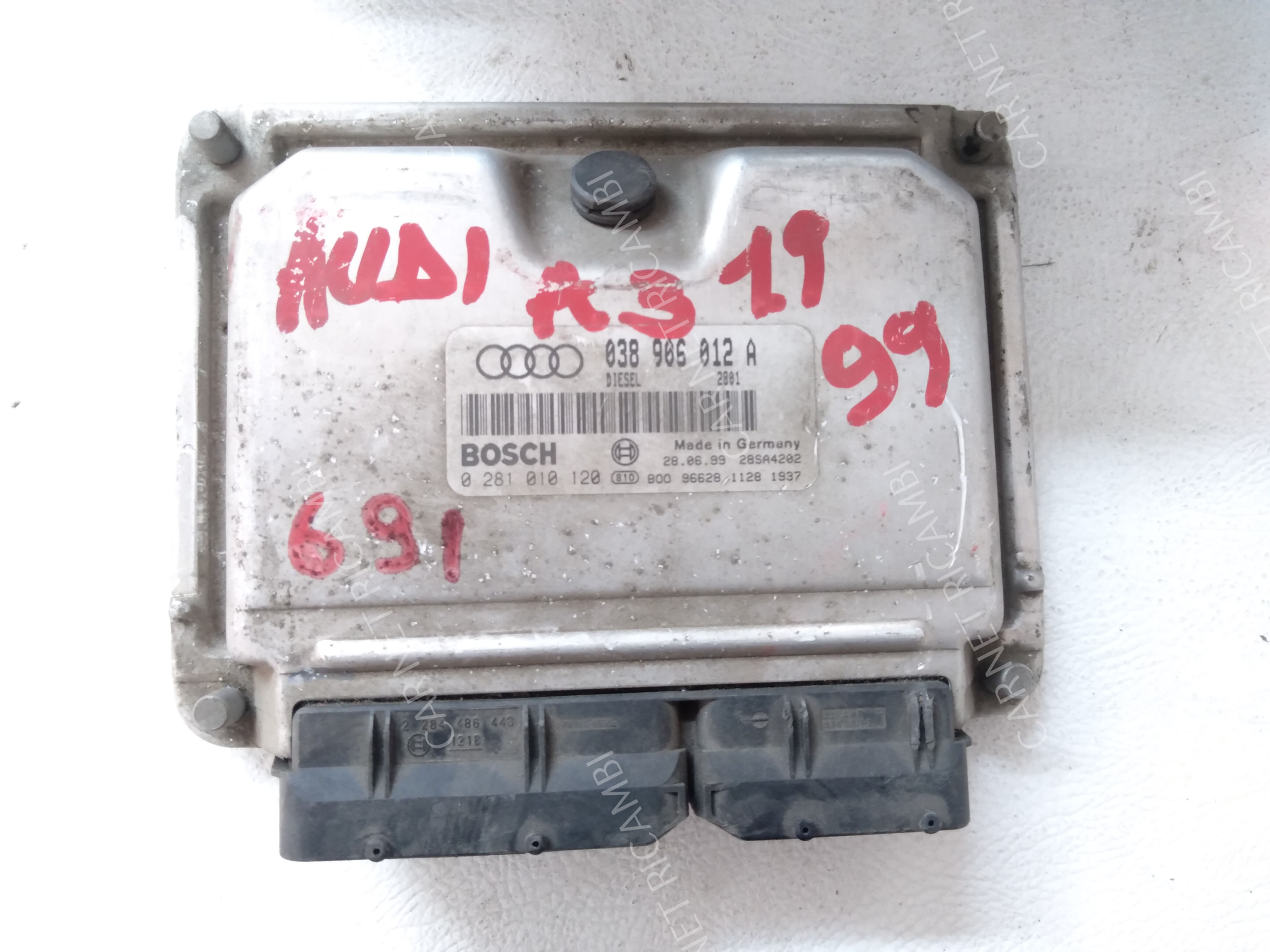 038906012A 0281010120 BOSCH EDC15VM+ ENGINE CONTROL UNIT AUDI A3 8L1 1.9 TDI 81KW