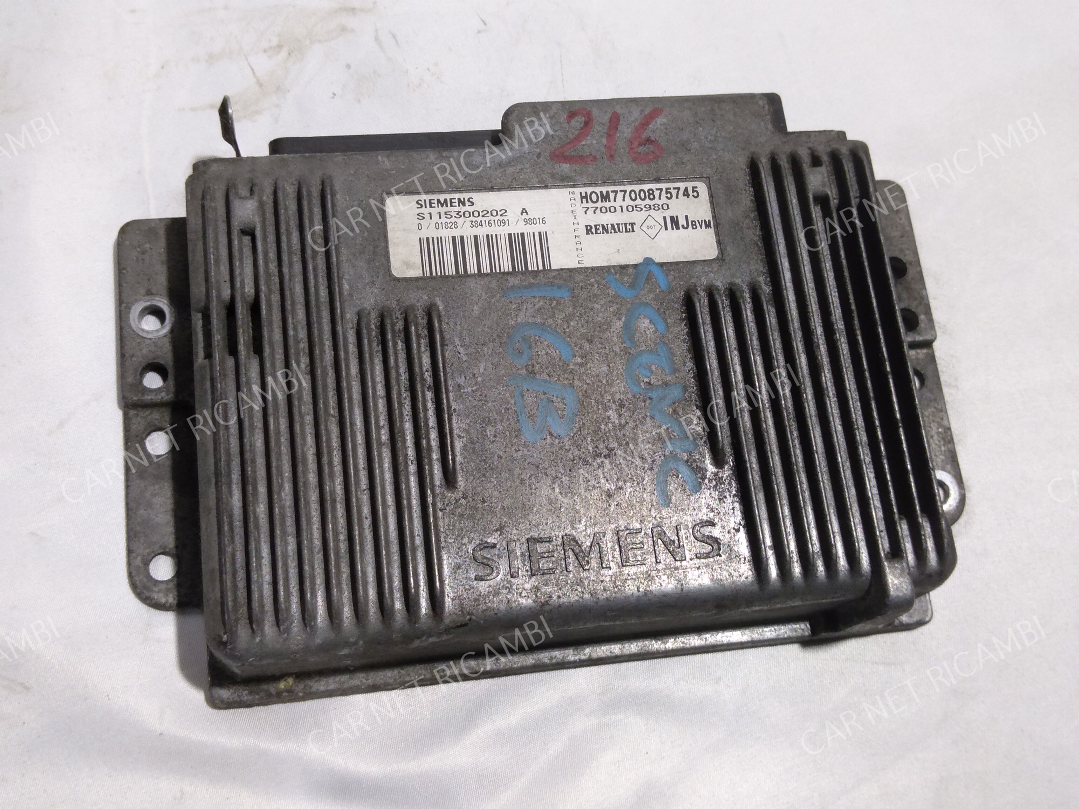 HOM7700875745 CALCULATEUR MOTEUR RENAULT SCENIC I 1.6 S115300202 SIEMENS FENIX5