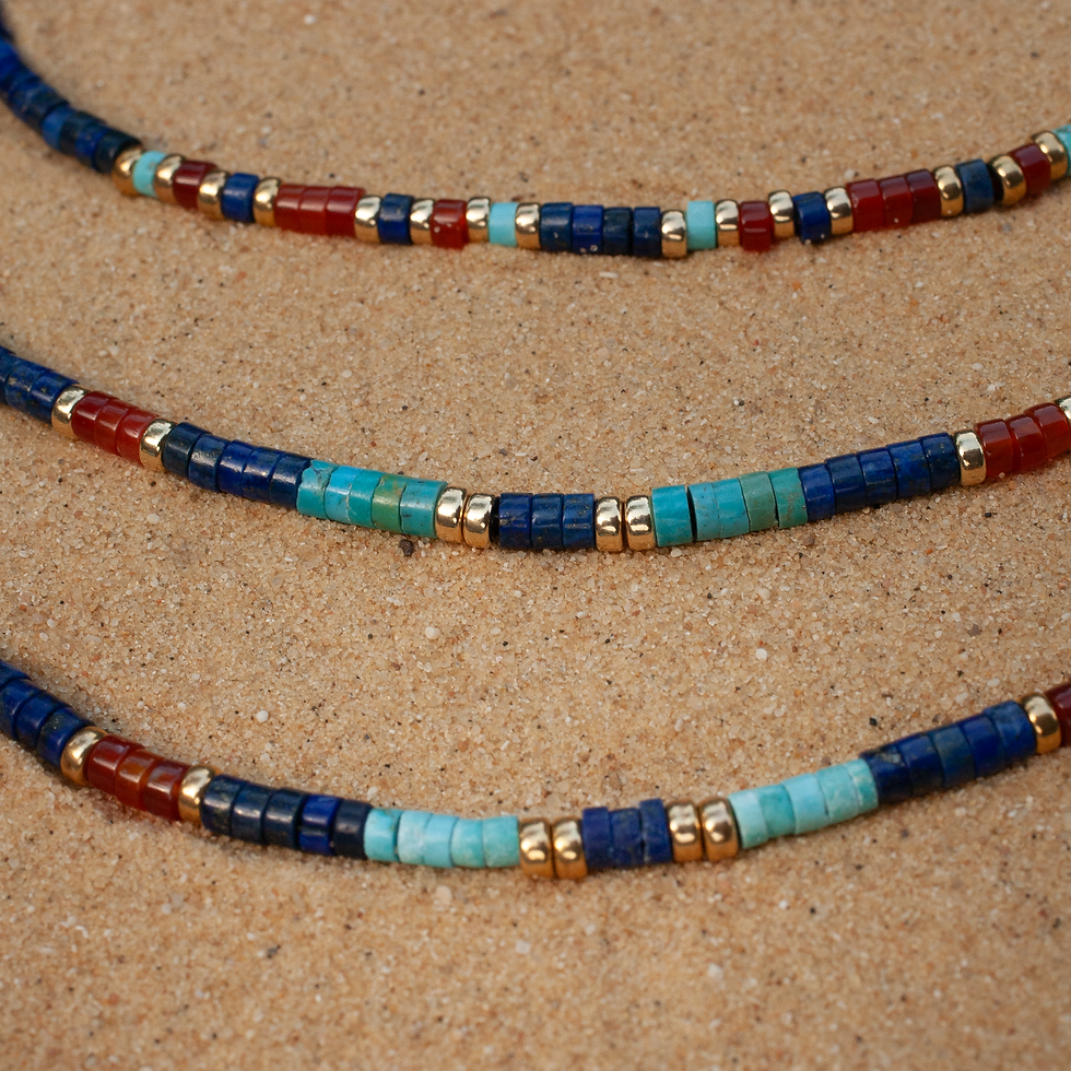 Thumbnail: Contemporary necklaces inspired by patterns and stones used in ancient Egyptian art