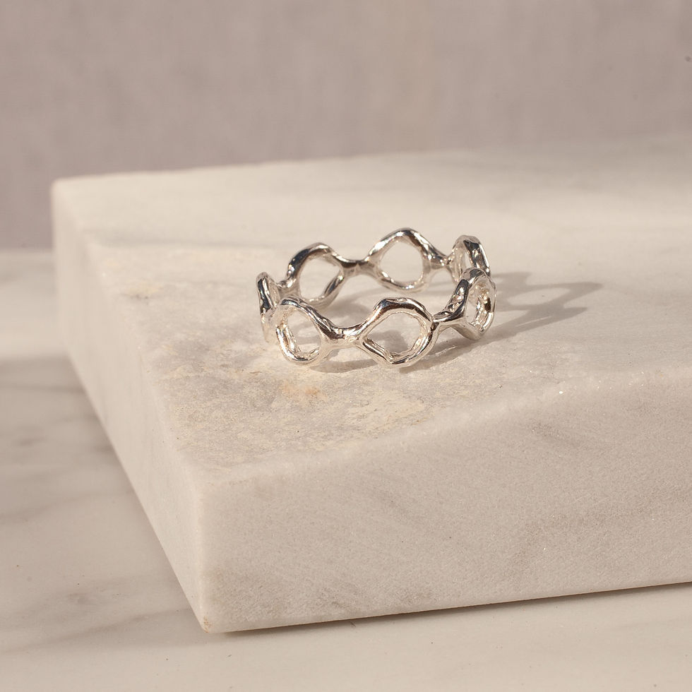 Handcrafted silver ring with ancient pattern sculptured