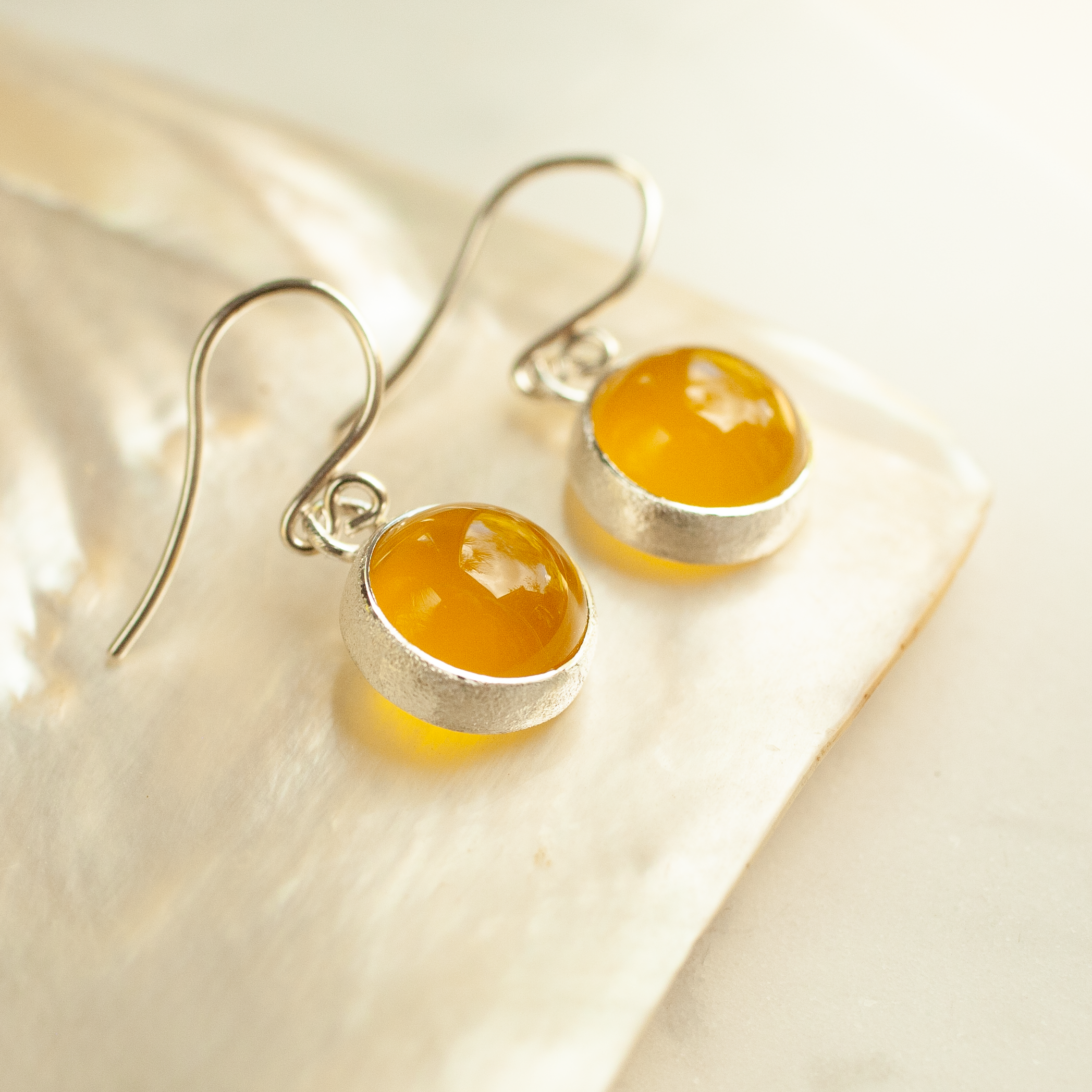 Sunshine yellow gemstone round earring
