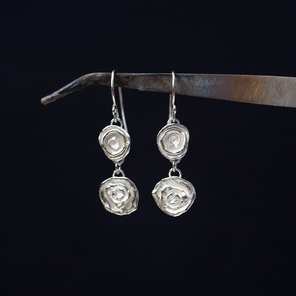 Thumbnail: Pair of flower silver earrings