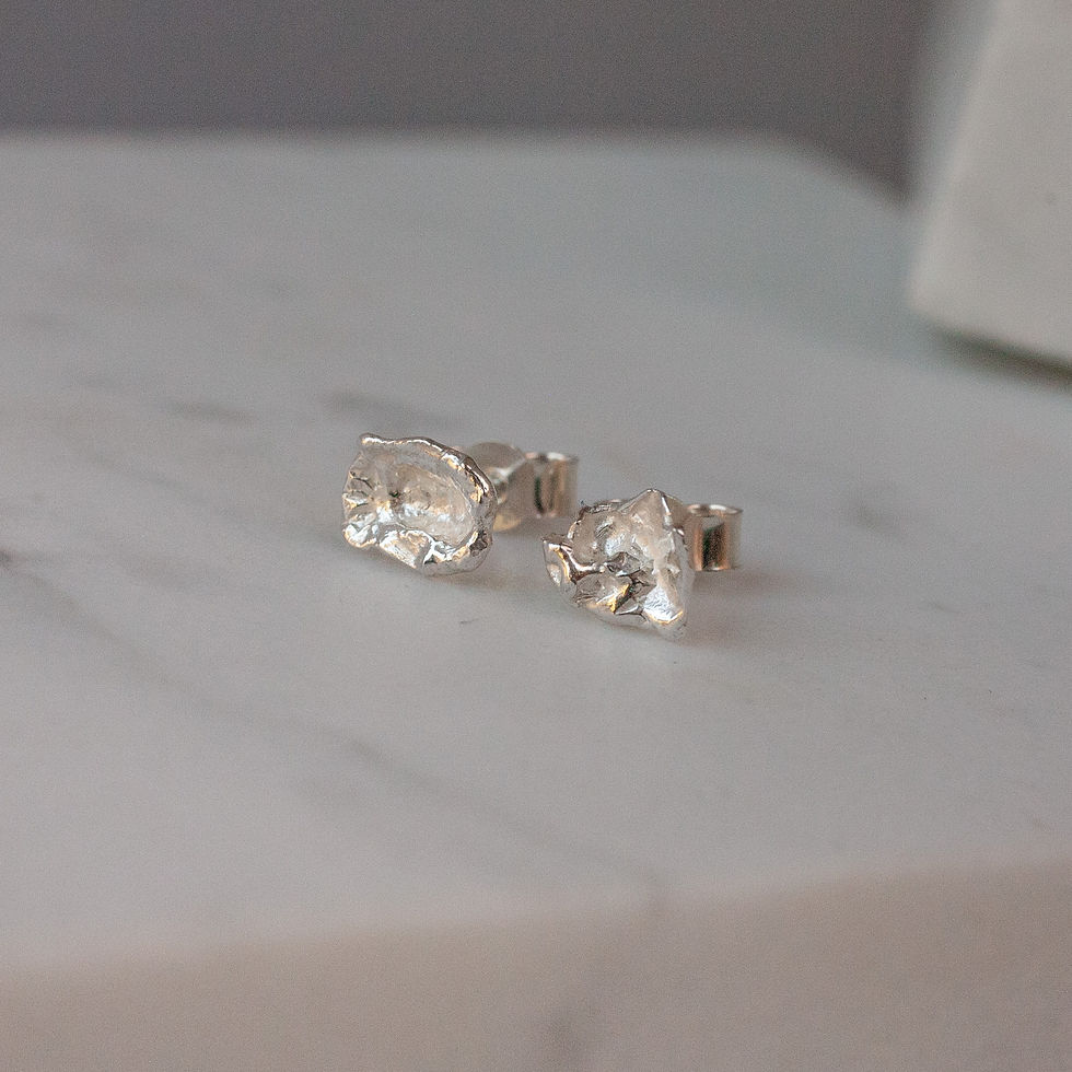 Thumbnail: Splash shaped silver stud earrings