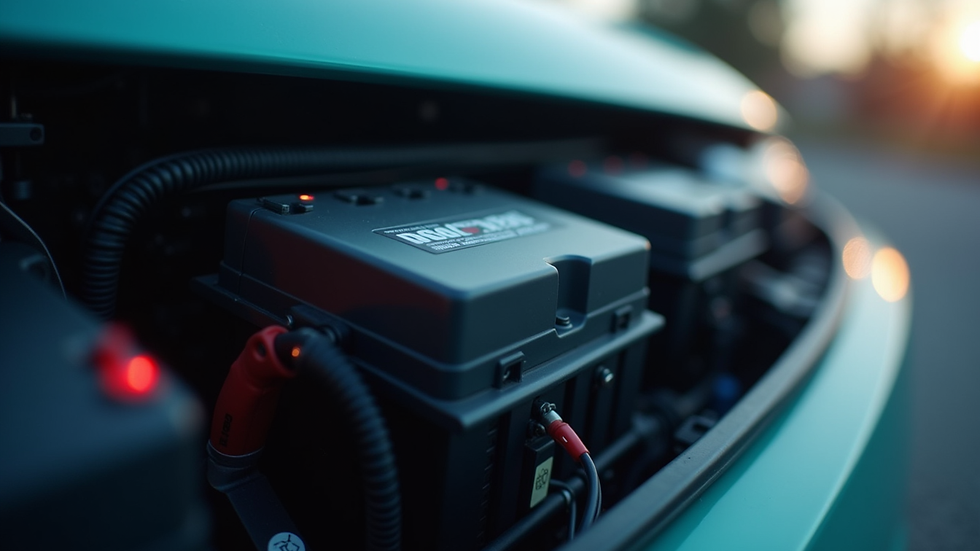 Close-up view of a car’s advanced battery management system
