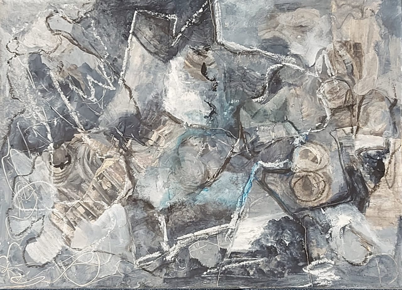 Grey. Técnica mixta sobre madera- 37 x 27 cm.- 2020..