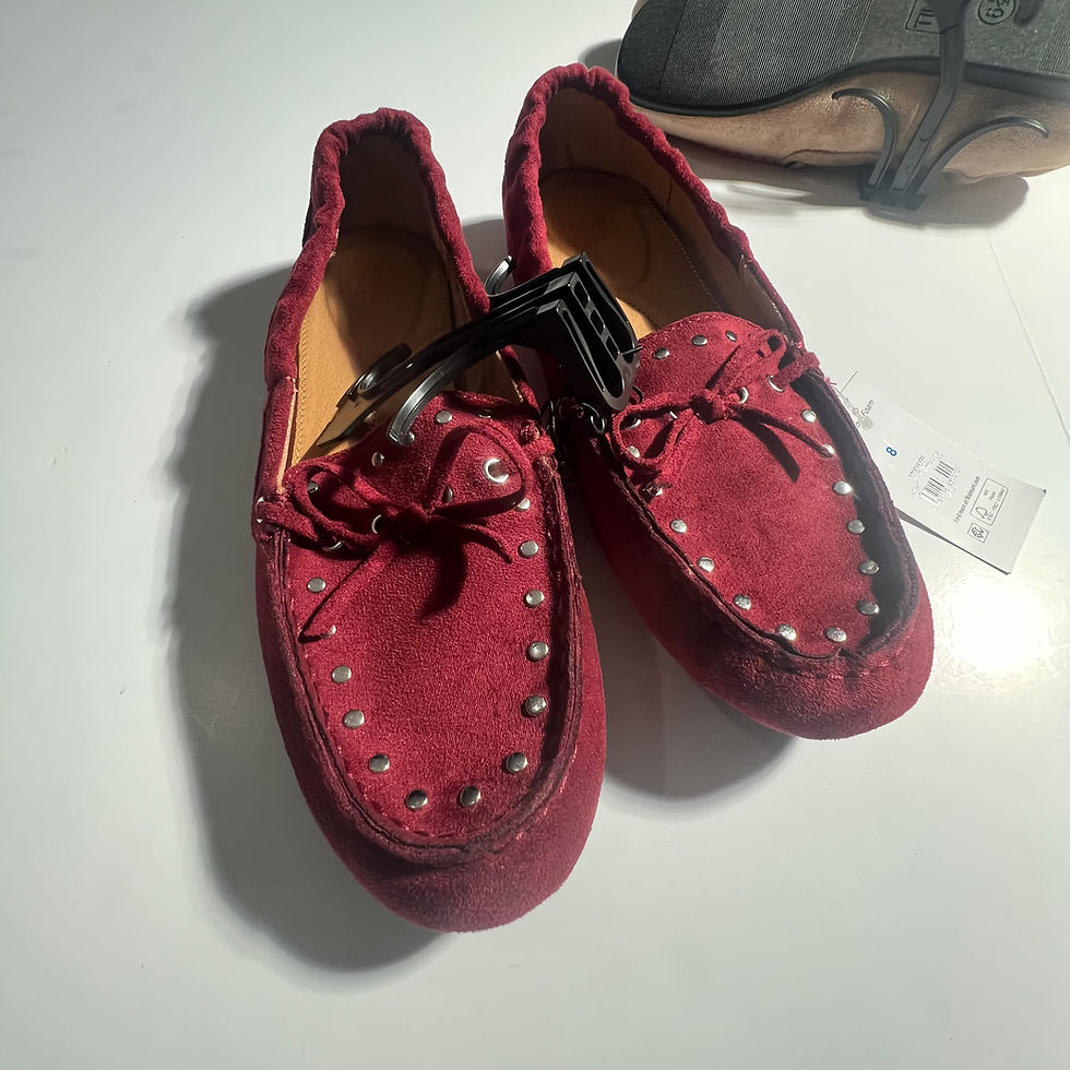 Thumbnail: NEW WOMEN TAN/ BURGUNDY FLATS/ MEMORY FOAM