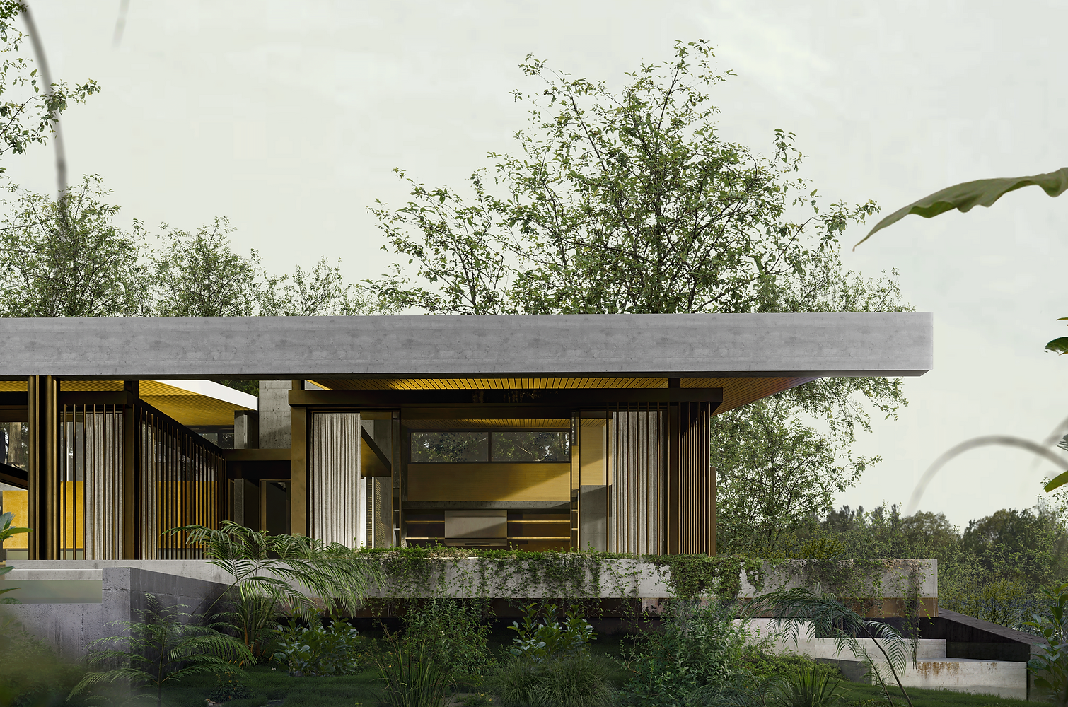 Exterior view of Sula, Sulara’s model home in Jacó, Costa Rica, surrounded by tropical landscaping