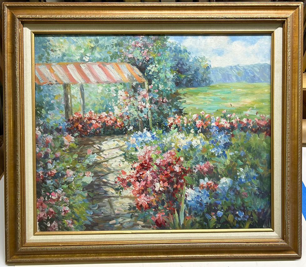 Flower Garden with Awning original painting
