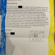 Quentin, Grade 5, Maurice Cody Junior Public School, 2023: Project Give Back report for Second Kicks
