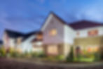 Show homes at dusk