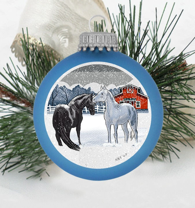 Thumbnail: Horses in the Snow Glass Ornament