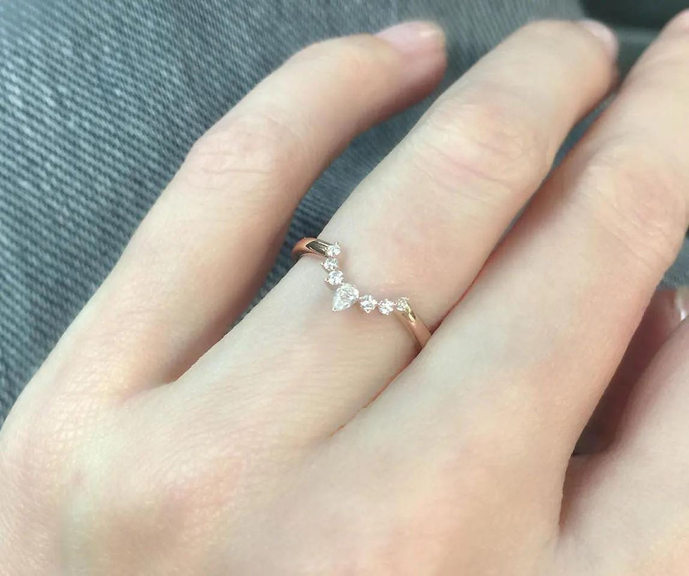 Thumbnail: Natural Diamond Pear and Round Nesting Wedding Band