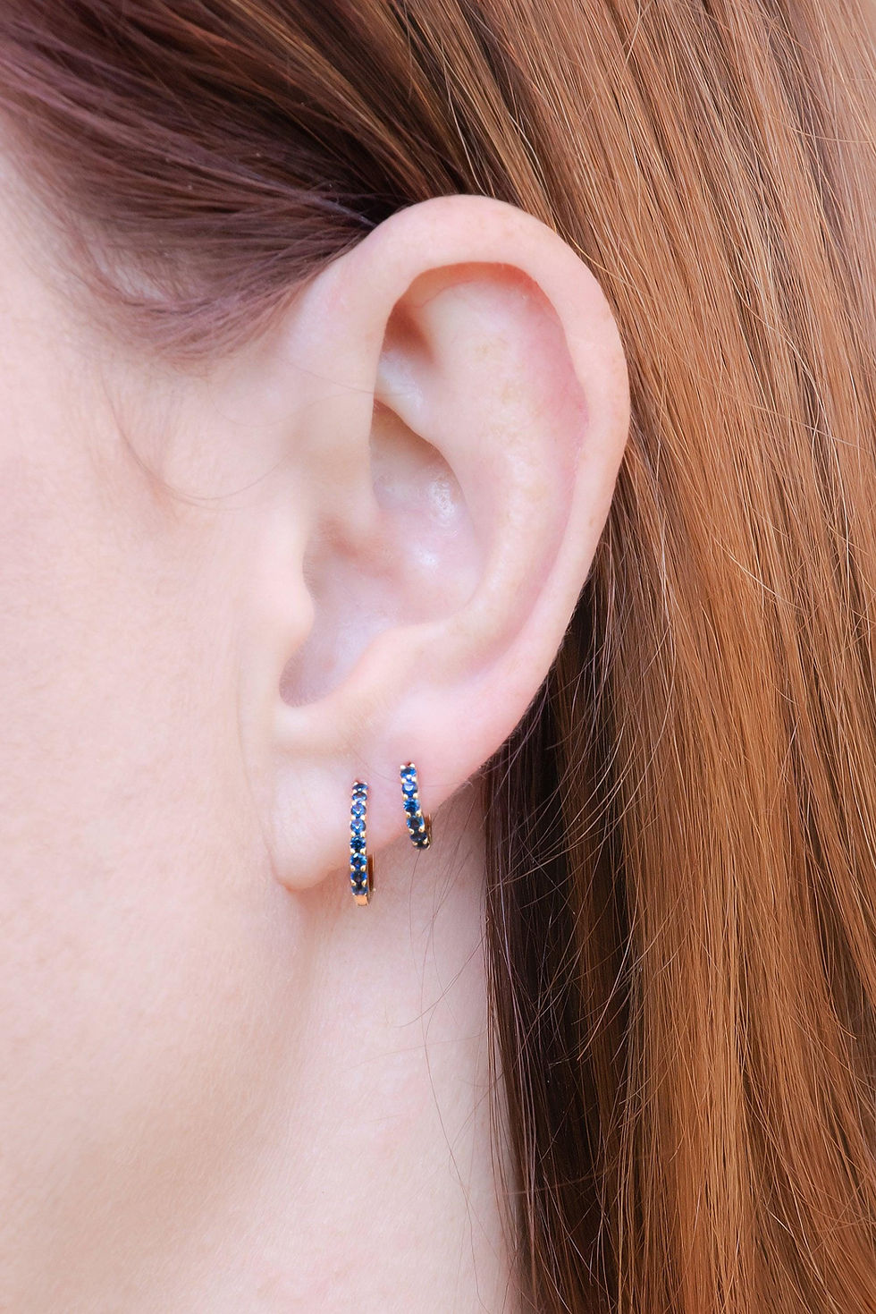 Thumbnail: Peach Sapphire Hoop Earrings