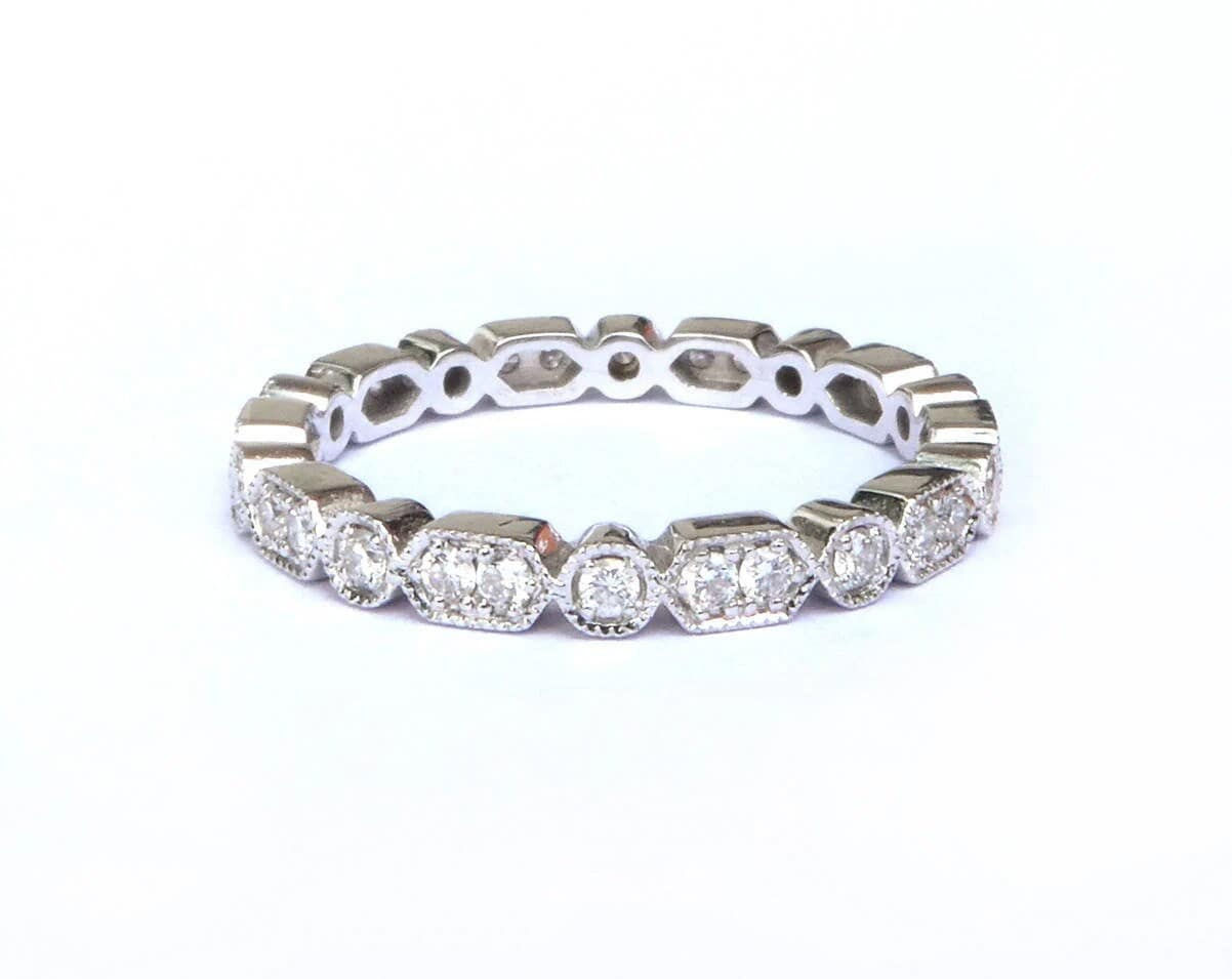 Art Deco Wedding Band Natural Diamond 0.30ctw G VS