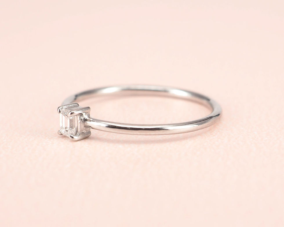 Thumbnail: Baby Emerald Cut Diamond Ring