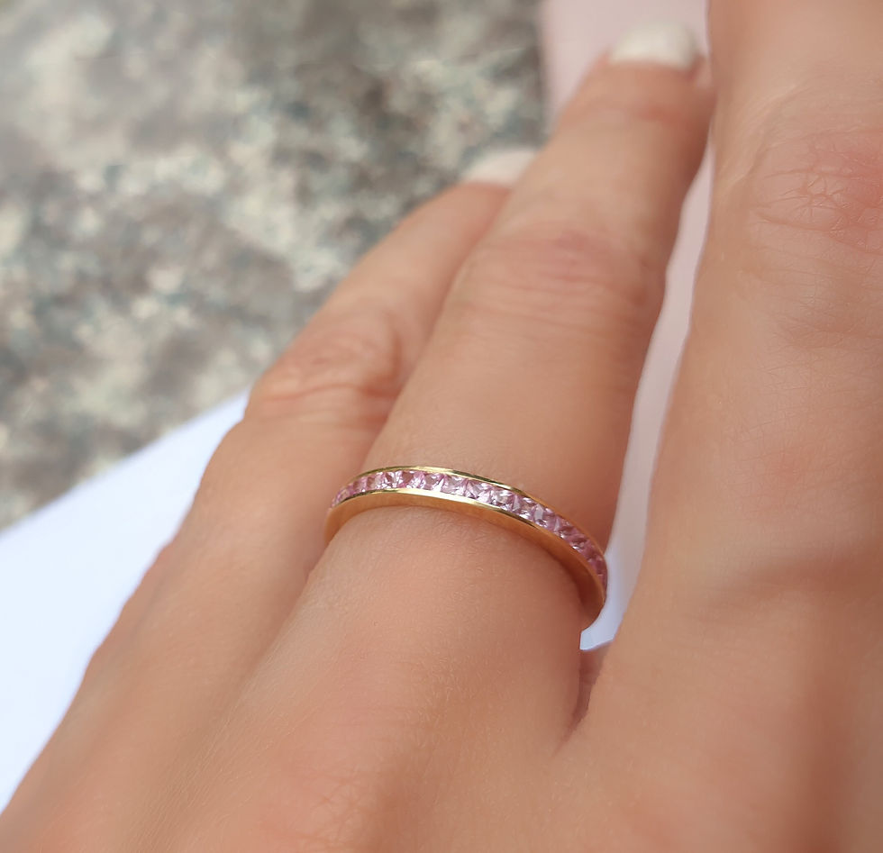 Thumbnail: Light Pink Sapphire Ring 2.6mm Princess Cut