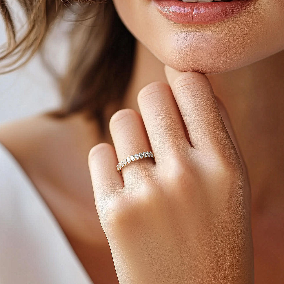 Thumbnail: Natural Oval Cut Prong Set 3mm Diamond Band