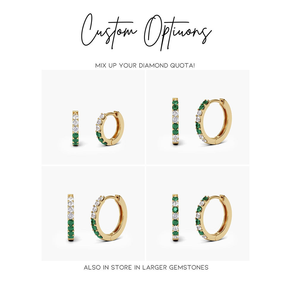 Thumbnail: 1.5mm Natural Emerald and Diamond Hoop Earrings