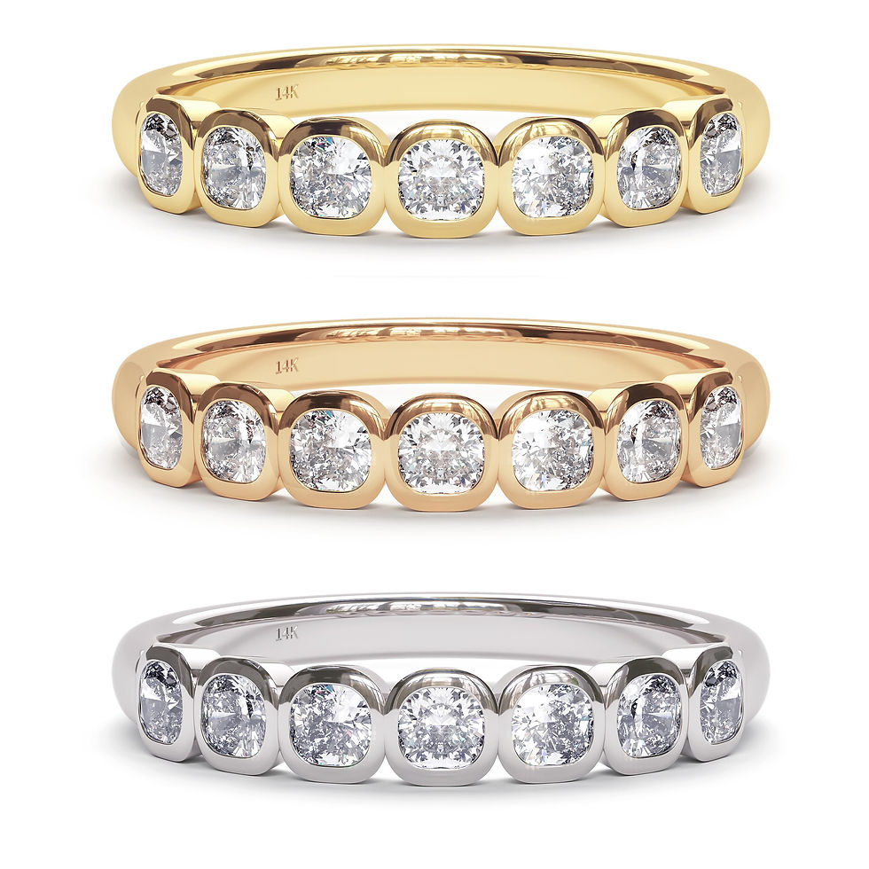 Thumbnail: Cushion Cut Bezel Set Natural Diamond Band