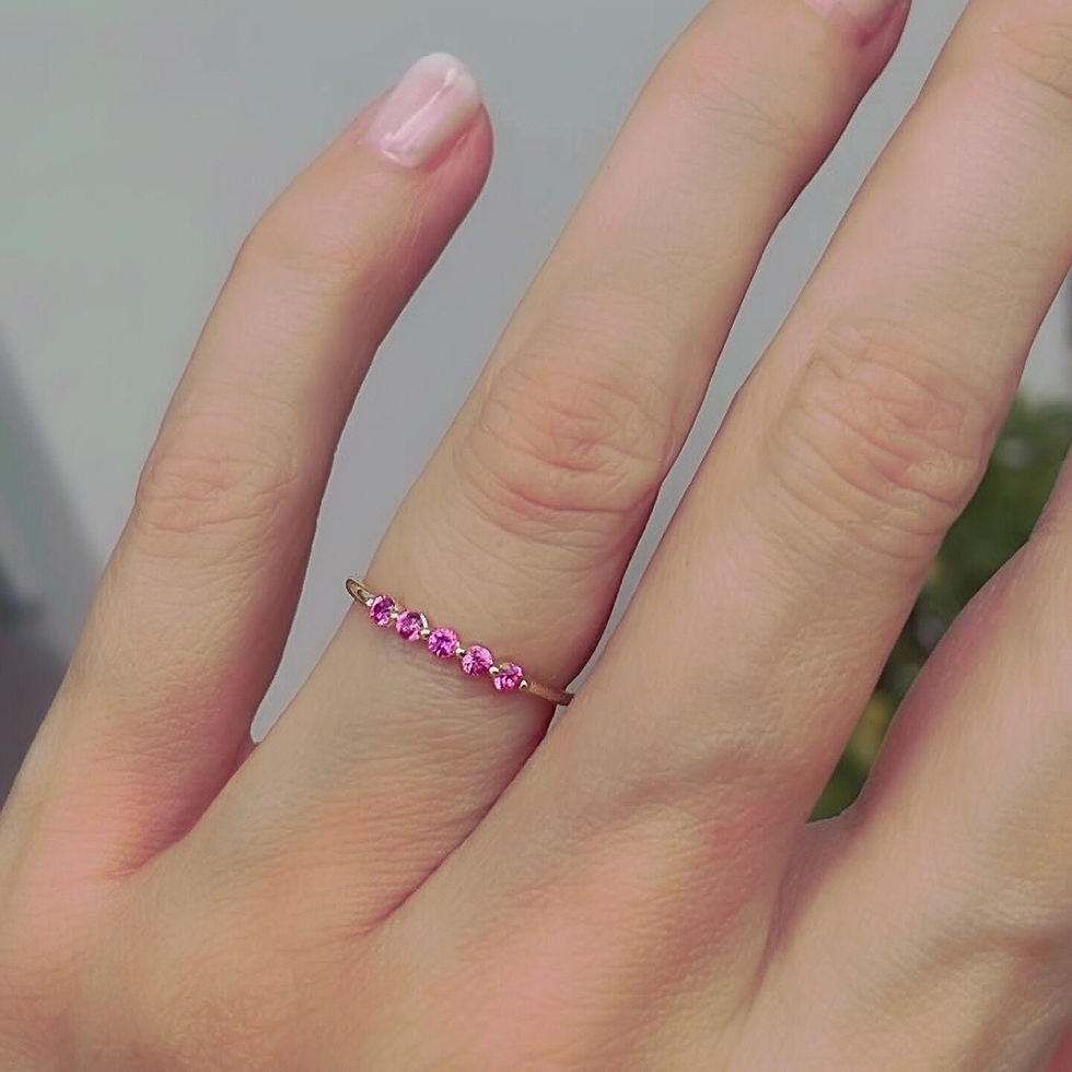 Thumbnail: 5 Floating Fuchsia Pink Sapphire Band