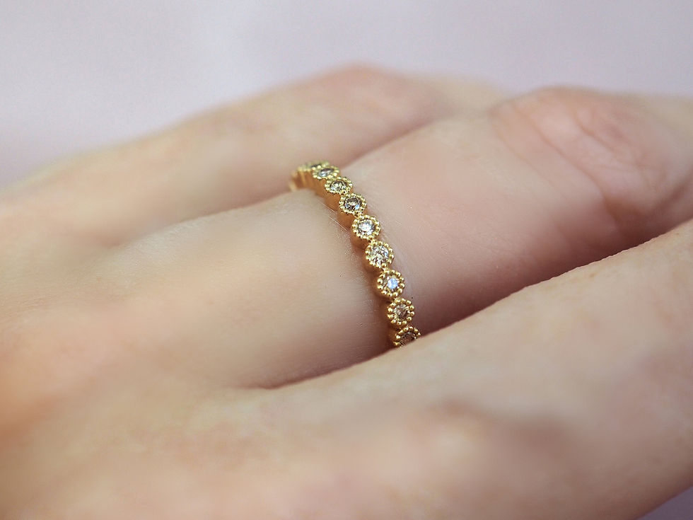 Thumbnail: Brown Diamond Milligrain Edge Round Eternity Band