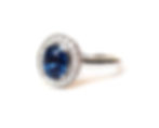 Thumbnail: Oval Blue Sapphire Engagement Ring with Diamond Halo